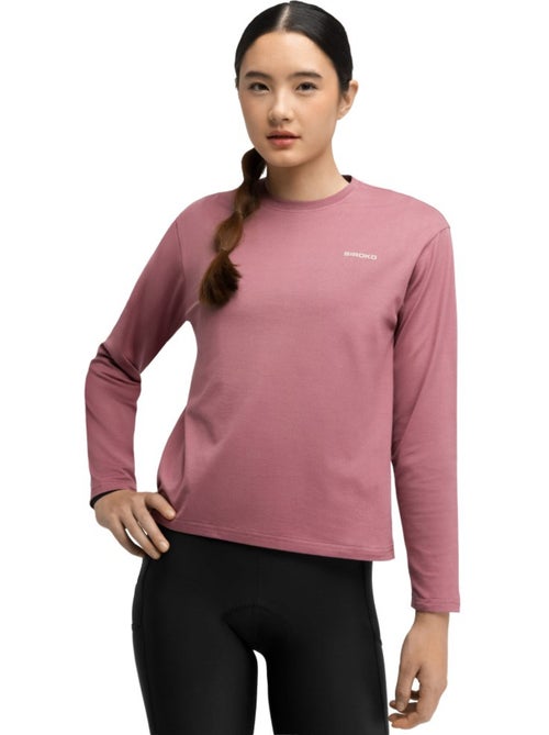 Dames katoenen gravel-t-shirt met lange mouwen - Kiabi