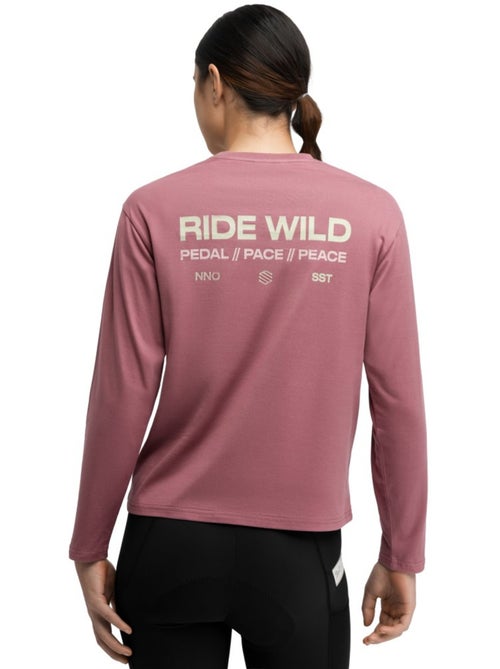Dames katoenen gravel-t-shirt met lange mouwen - Kiabi