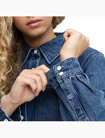 Dames kort denim overhemd