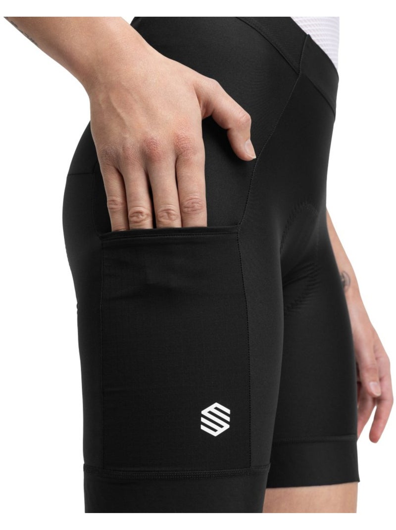 Dames korte fietsbroek met zeem bikepacking Zwart - Kiabi