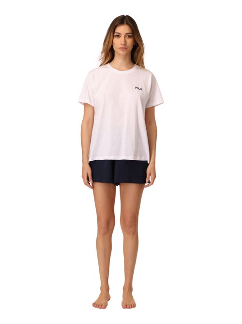 Dames korte pyjamaset wit en marineblauw - Kiabi Dames korte pyjamaset wit en marineblauw - Kiabi