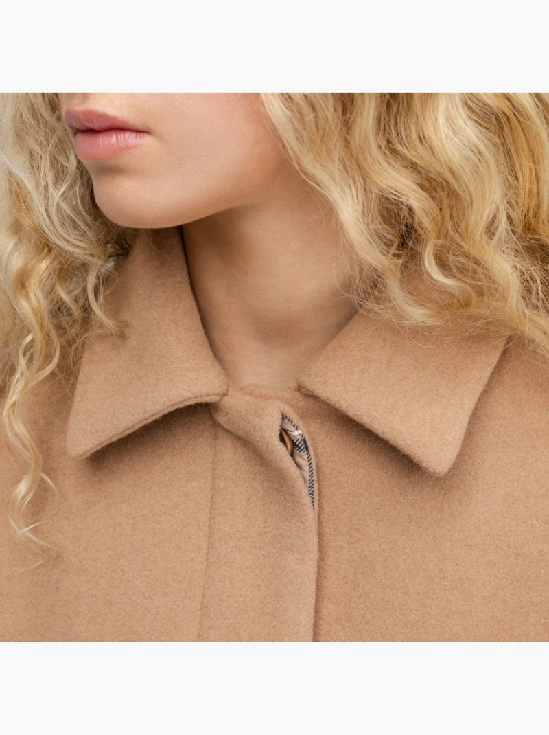 Dames korte wollen jas Beige - Kiabi