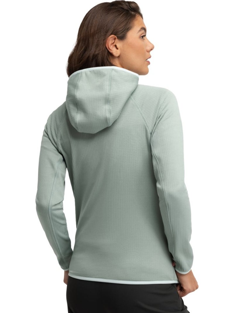 Dames lichtgewicht fleece wandelvest met capuchon Groen - Kiabi