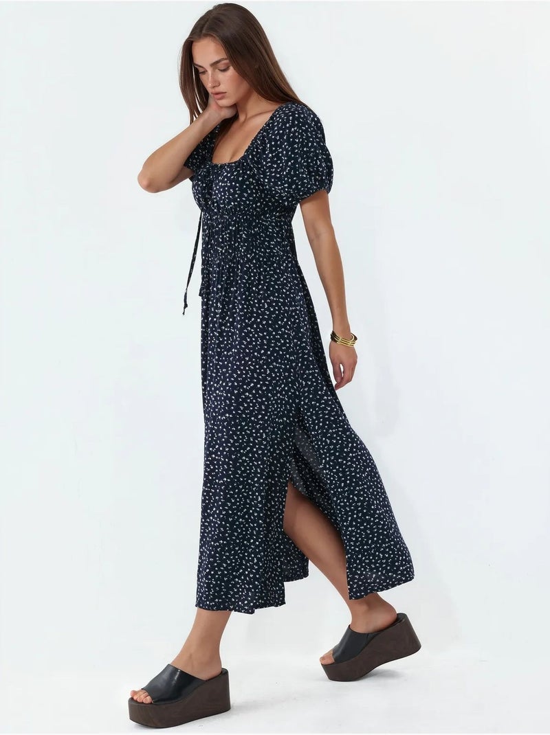 Dames midi-jurk van viscose popeline busem Zwart - Kiabi