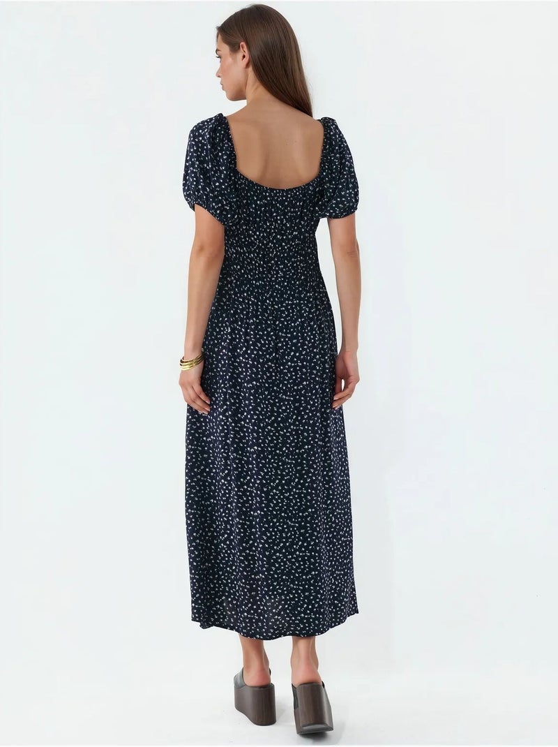 Dames midi-jurk van viscose popeline busem Zwart - Kiabi