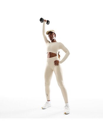 Dames naadloze sport crop top met lange mouwen