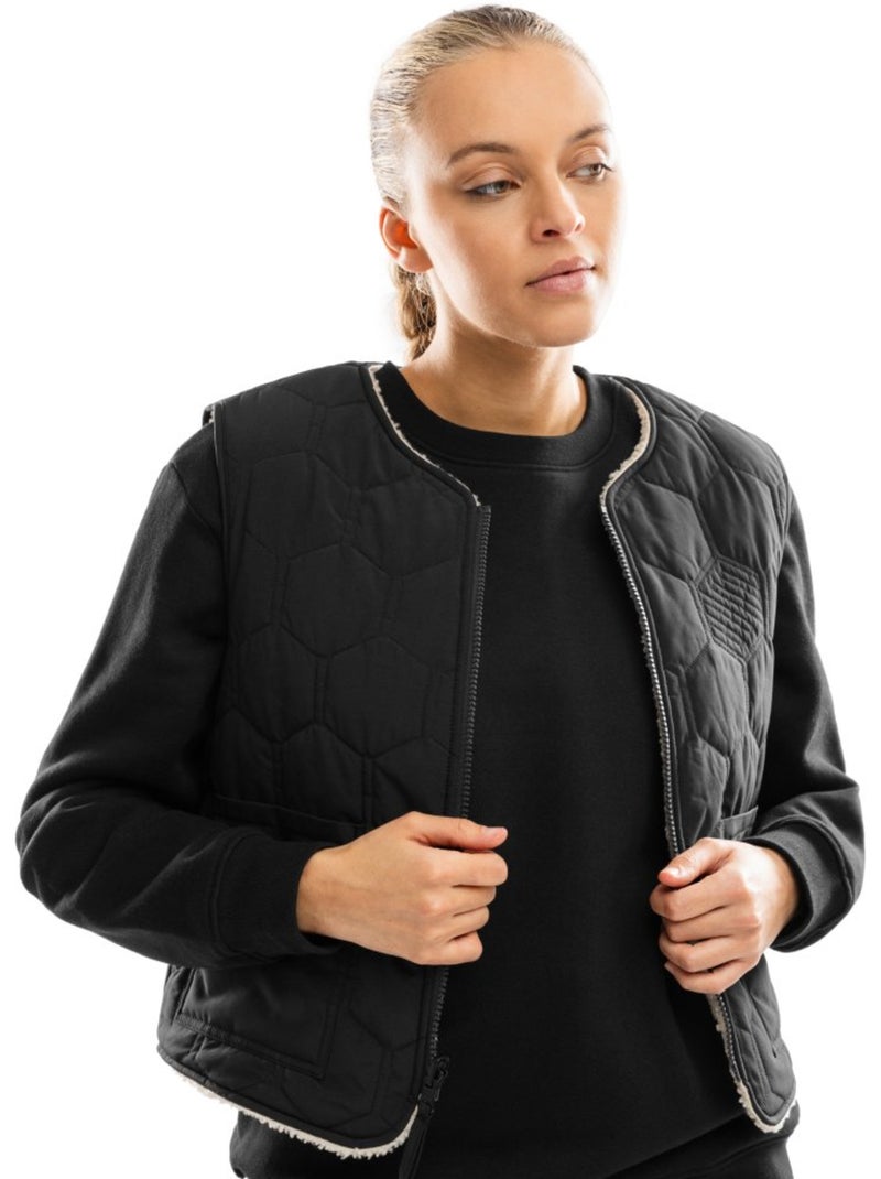Dames omkeerbaar sherpa-gevoerd vest Zwart - Kiabi