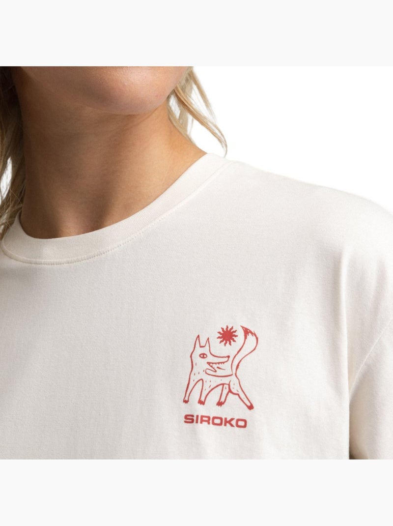 Dames oversized t-shirt met korte mouwen bikepacking Beige - Kiabi