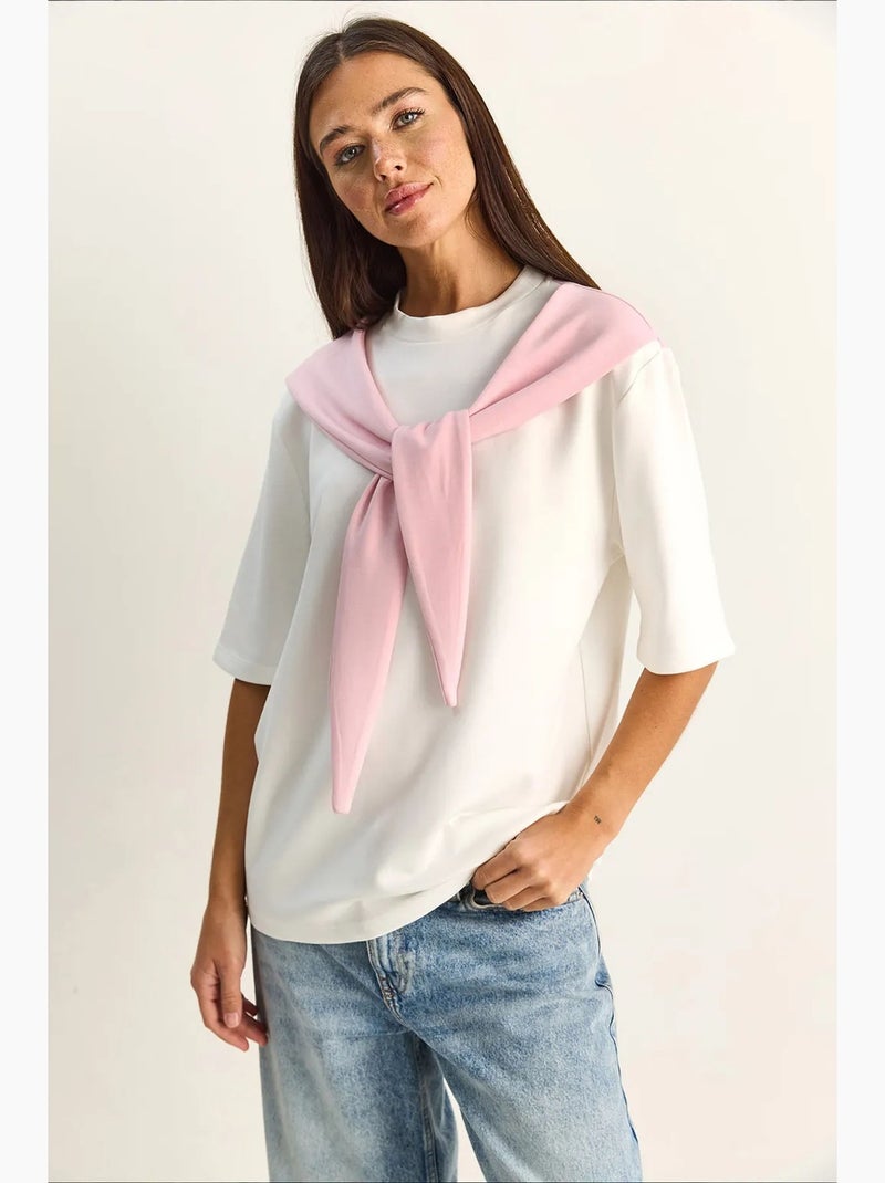 Dames oversized t-shirt met ronde hals lucci Bleekroze - Kiabi