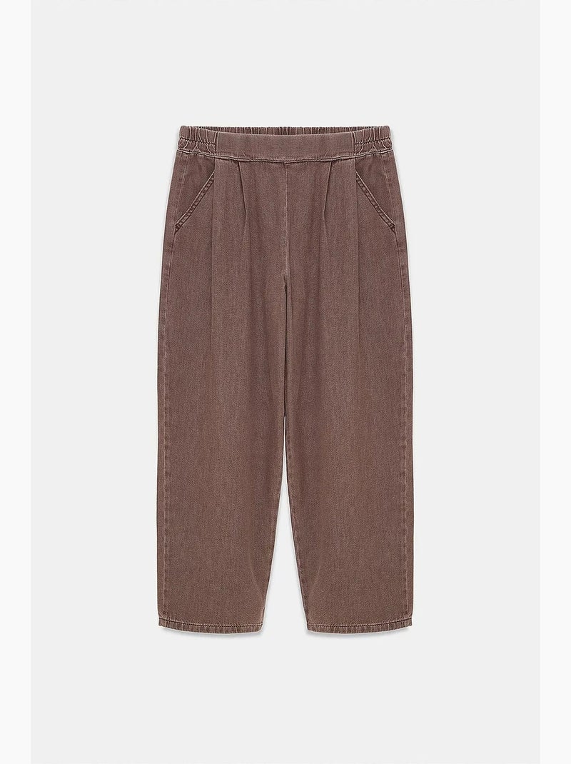 Dames pantalon van katoen met plooien, enkellang dilvin Donkergrijs - Kiabi