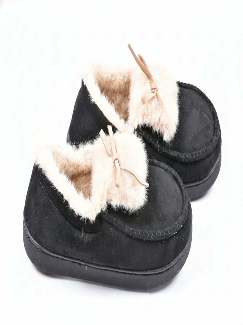 Dames pantoffels Charentaises fluweel MD10154 Zwart - Kiabi