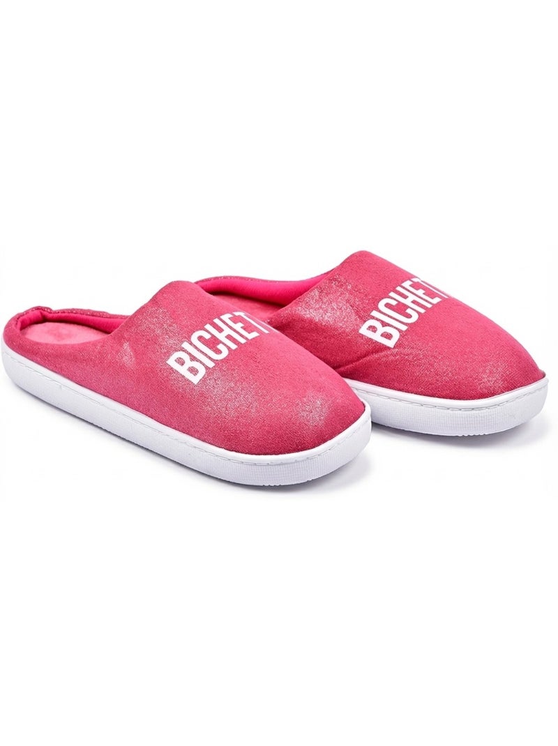Dames Pantoffels Lurex Glitter Framboos - Kiabi