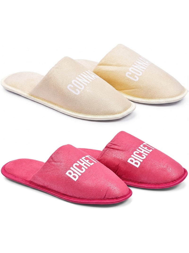 Dames pantoffels Lurex Glitter set van 2 paar Roze - Kiabi