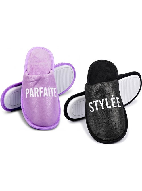 Dames pantoffels Lurex Glitter set van 2 paar - Kiabi Dames pantoffels Lurex Glitter set van 2 paar - Kiabi