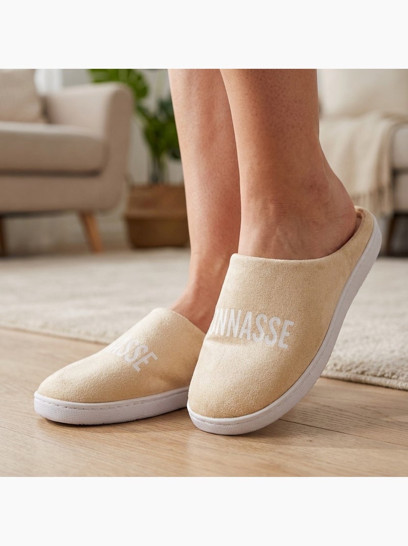 Dames Pantoffels Lurex Glitter Taupe - Kiabi