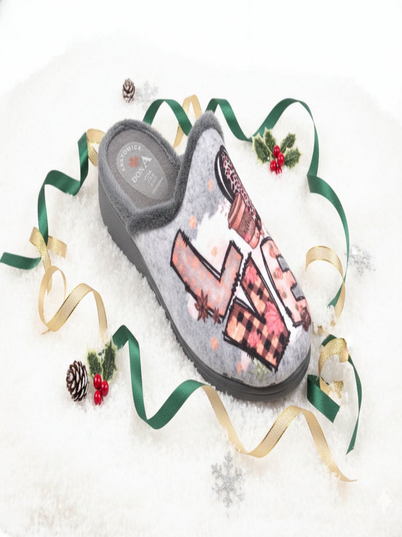 Dames pantoffels mules PHOTOPRINT Grijs - Kiabi