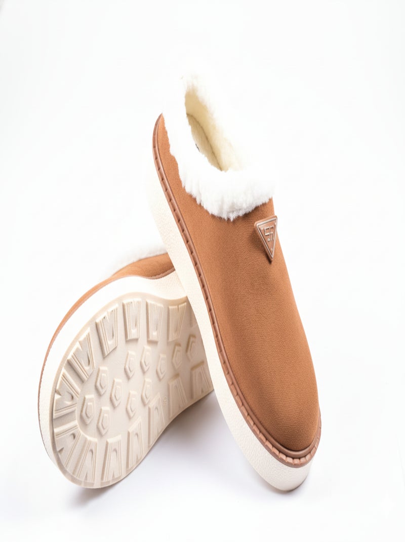 Dames pantoffels winter mule scandinavische stijl nd10882 Camel - Kiabi