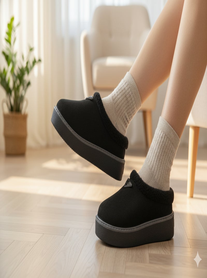 Dames pantoffels winter mule scandinavische stijl nd10882 Zwart - Kiabi