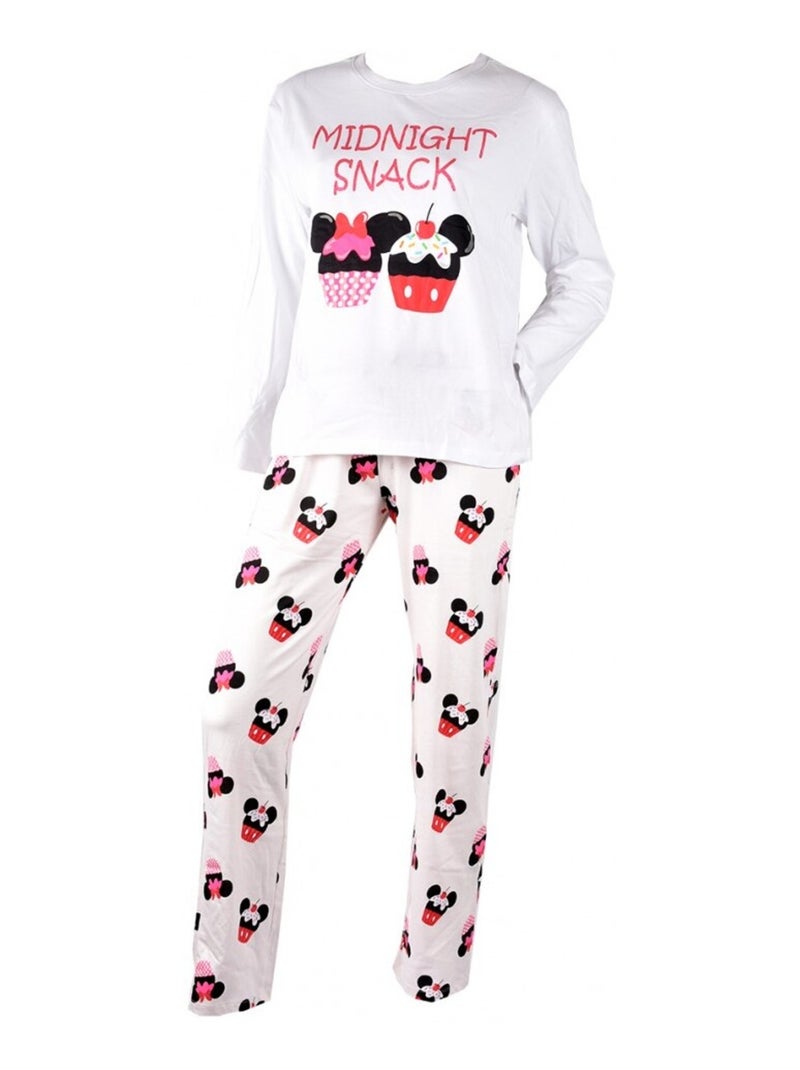 Dames pyjama MINNIE katoen - Set van 2 Wit Roze - Kiabi