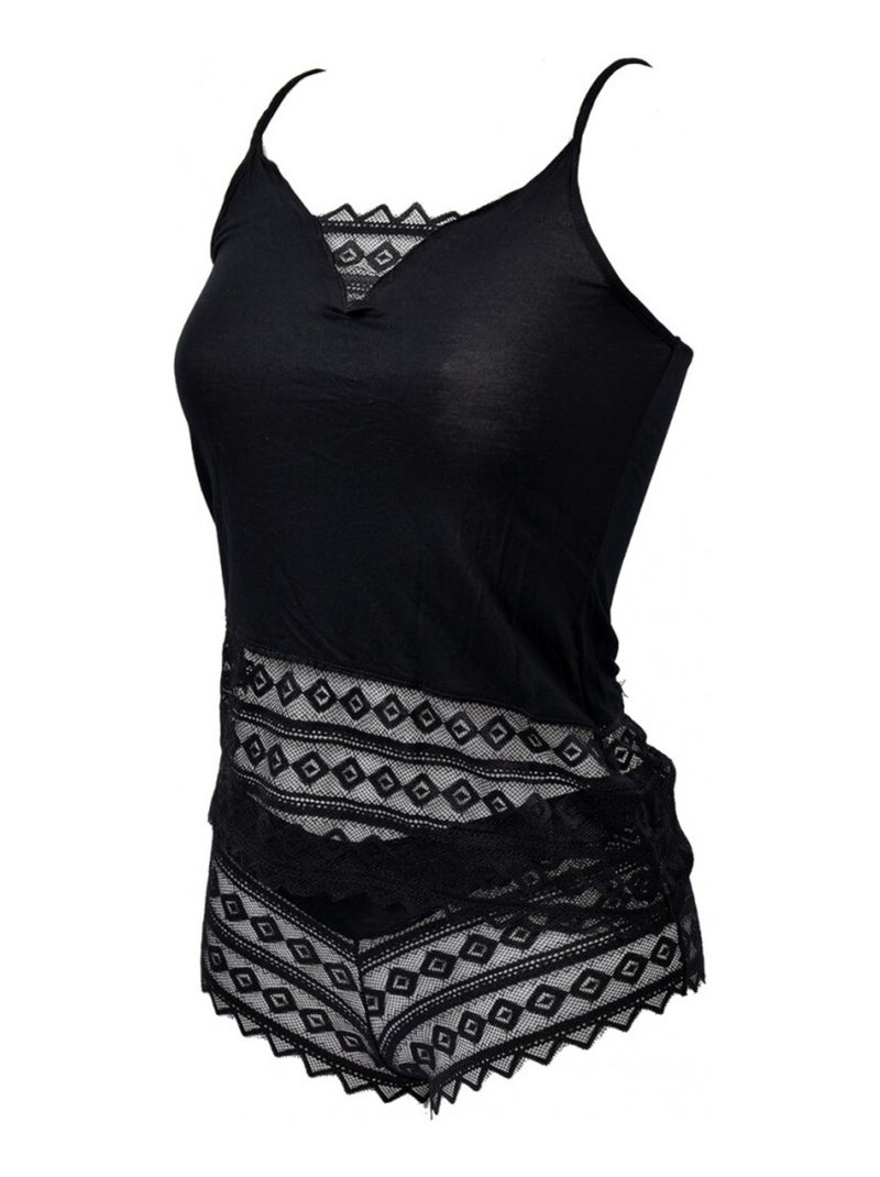 Dames pyjama no publik katoen - set van 2 Zwart Grijs - Kiabi