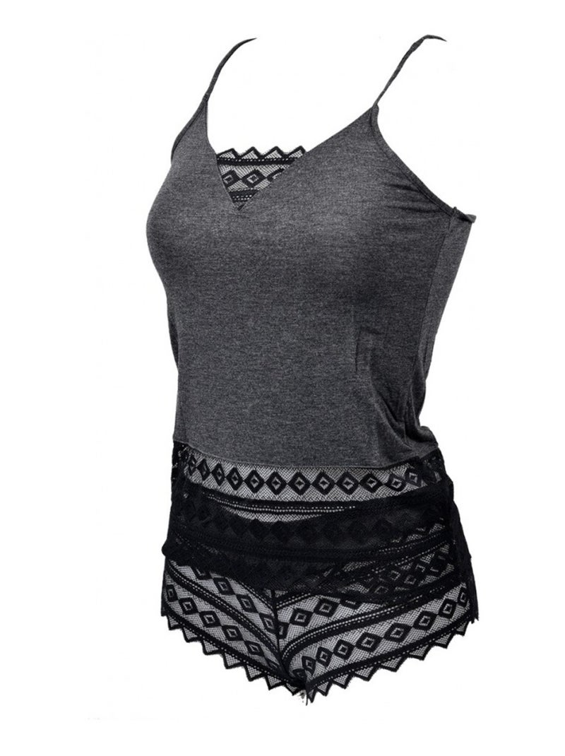 Dames pyjama no publik katoen - set van 2 Zwart Grijs - Kiabi