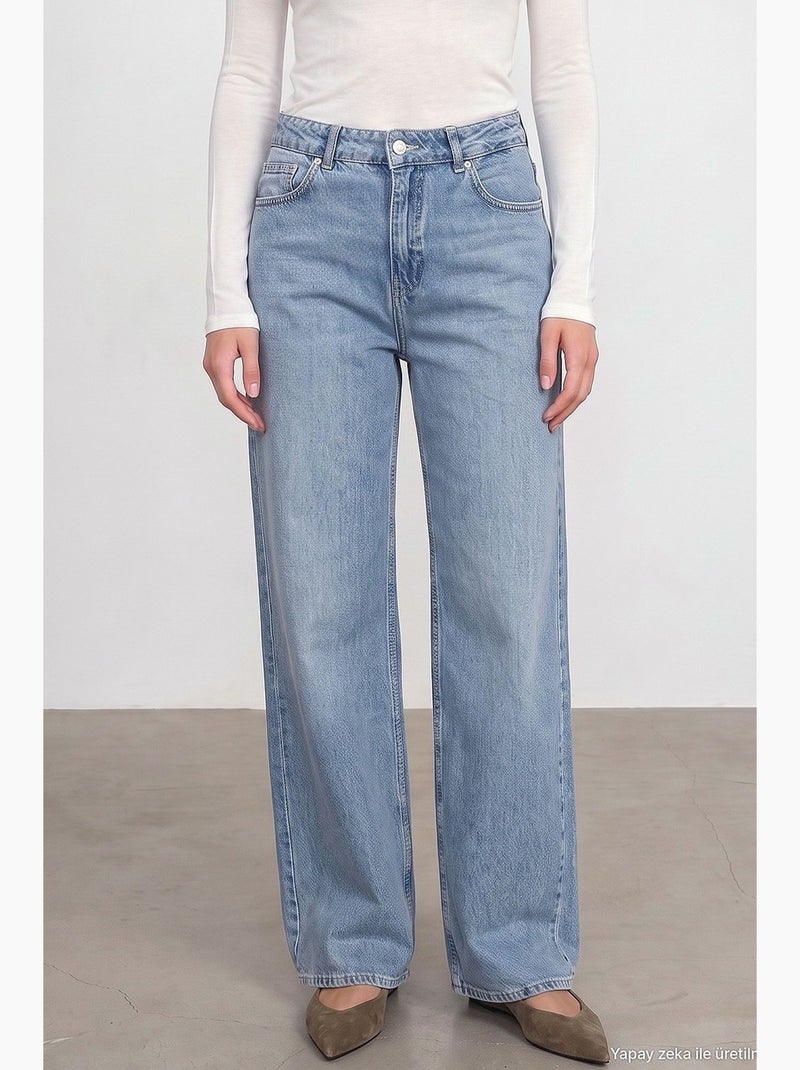 Dames rechte jeans dilvin Lichtblauw - Kiabi