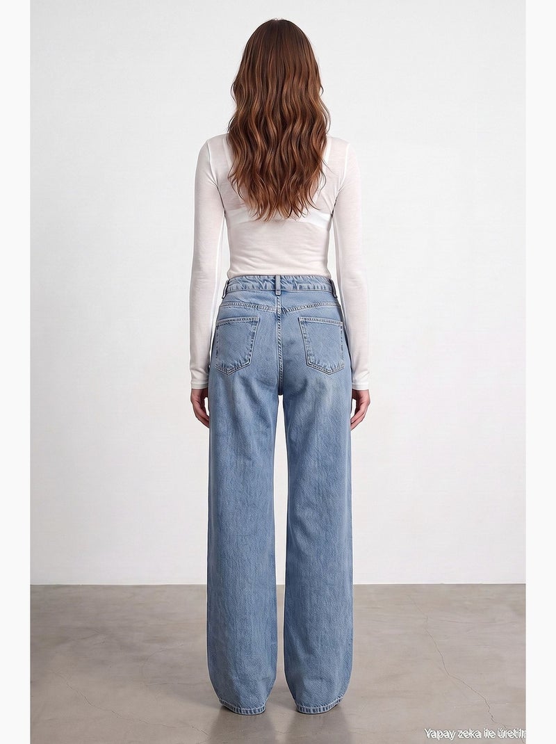 Dames rechte jeans dilvin Lichtblauw - Kiabi