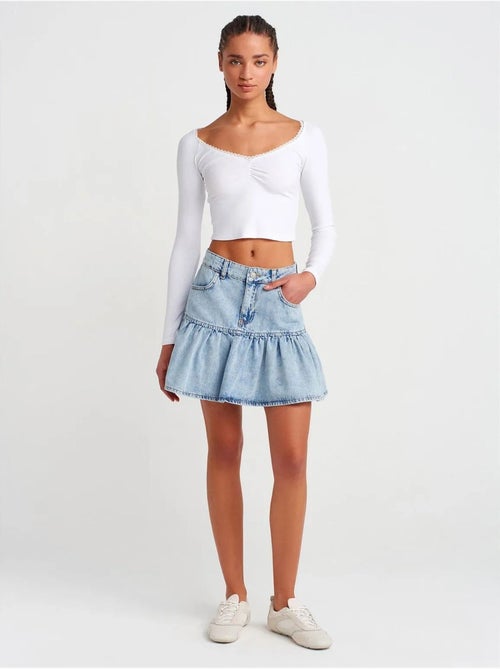 Dames ribgebreid cropped t-shirt dilvin - Kiabi Dames ribgebreid cropped t-shirt dilvin - Kiabi