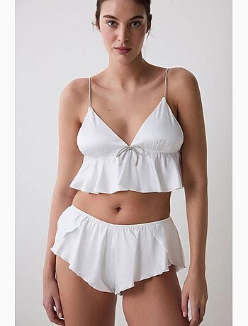 Dames satijnen kreukbralette penti