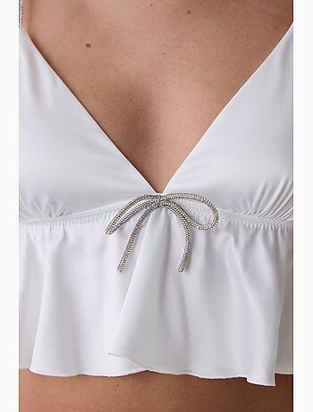 Dames satijnen kreukbralette penti