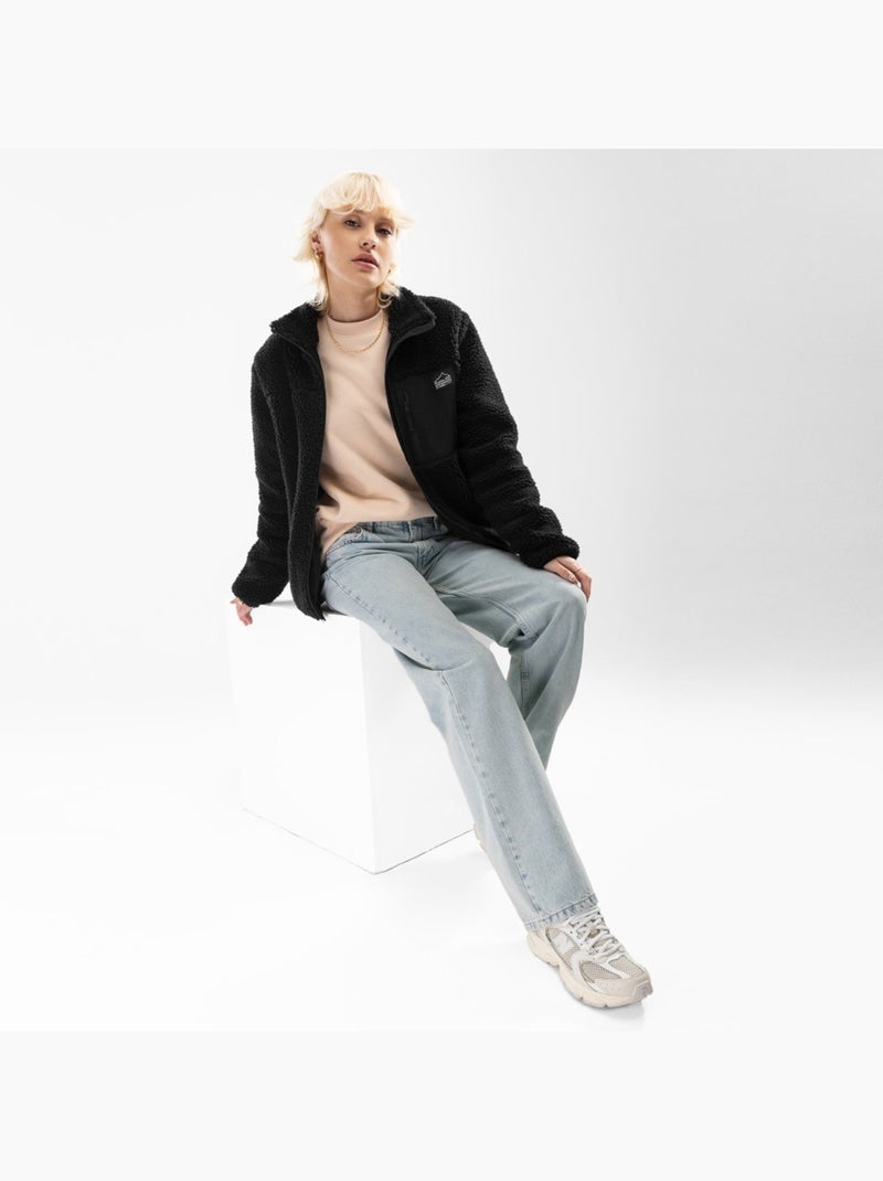 Dames sherpa jas Zwart - Kiabi