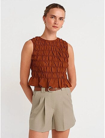 Dames short met hoge taille en riem dilvin