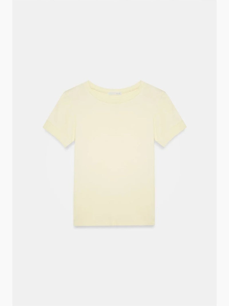 Dames slim fit t-shirt met ronde hals dilvin Crème - Kiabi