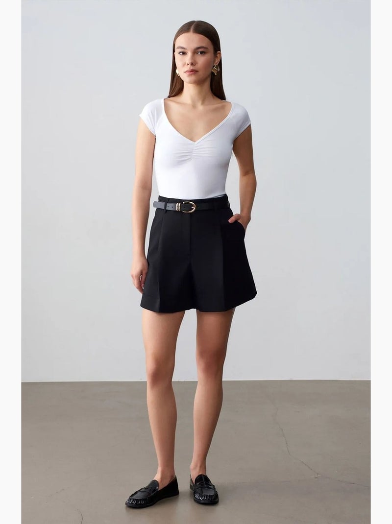 Dames slim fit t-shirt met v-hals dilvin Wit - Kiabi