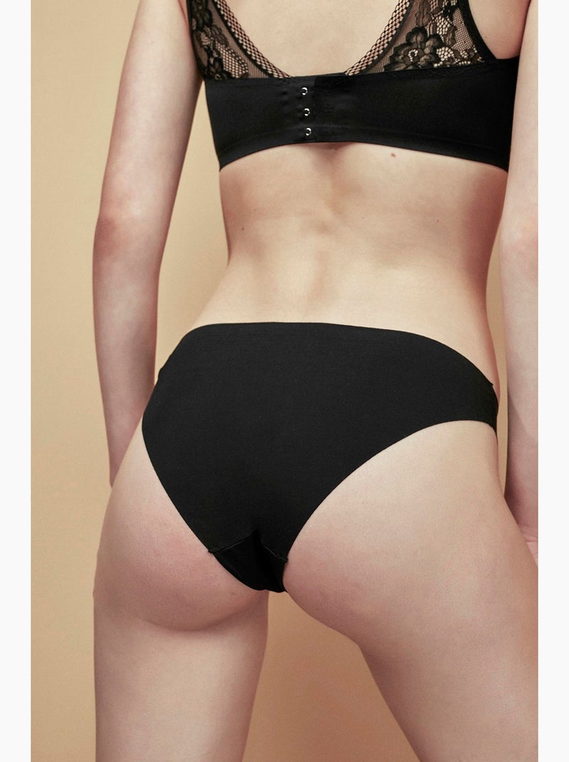 Dames slip, effen, laser cut penti Zwart - Kiabi