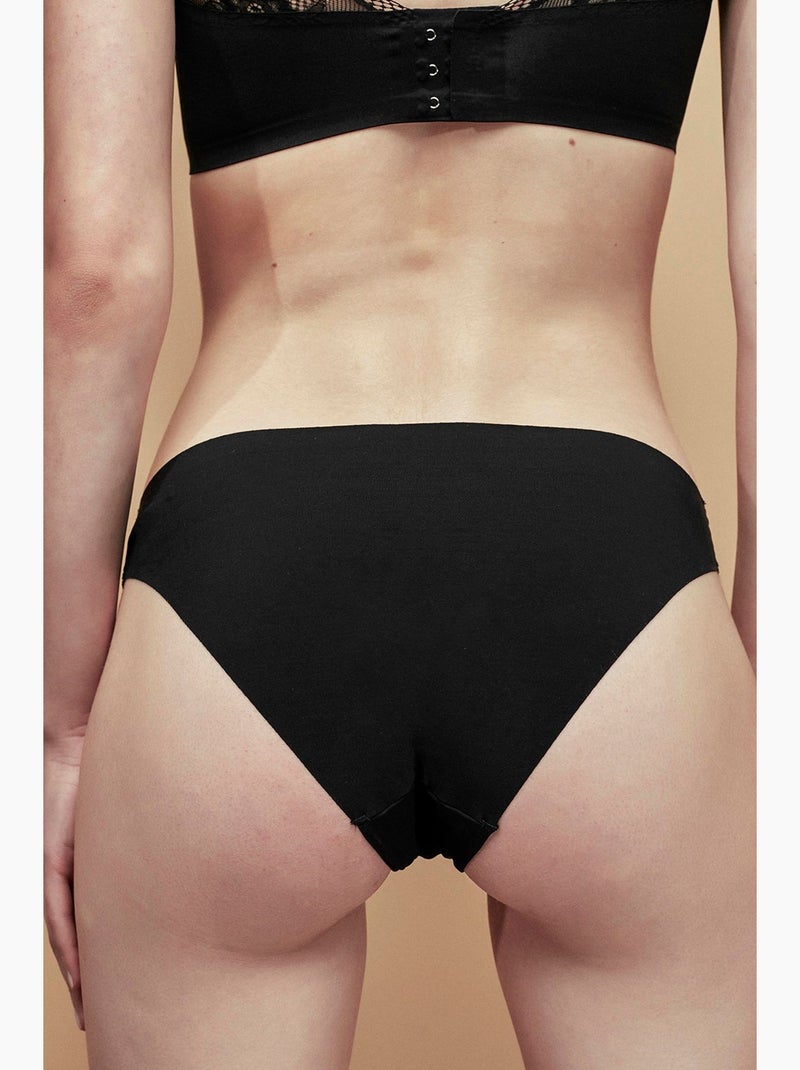 Dames slip, effen, laser cut penti Zwart - Kiabi
