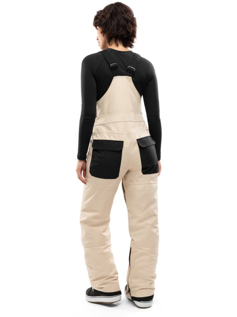 Dames snowboard broek met bretels Beige - Kiabi