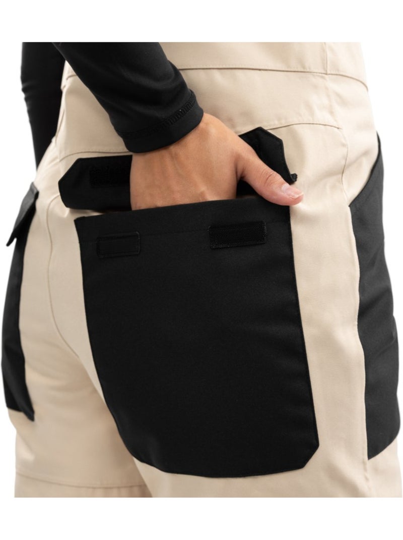 Dames snowboard broek met bretels Beige - Kiabi