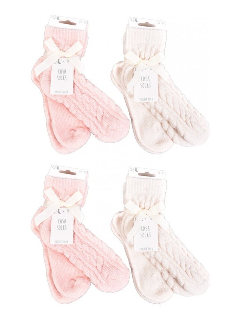 Dames Sokken Casa Socks Zacht Gevoel - Set van 8 Beige/Roze - Kiabi