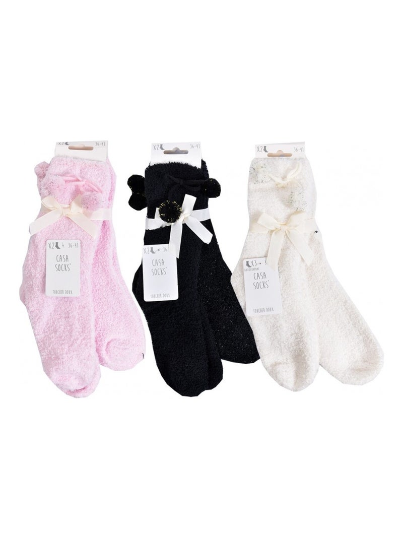 Dames sokken Casa Socks zachte touch - Set van 6 Zwart Lichtroze Wit - Kiabi