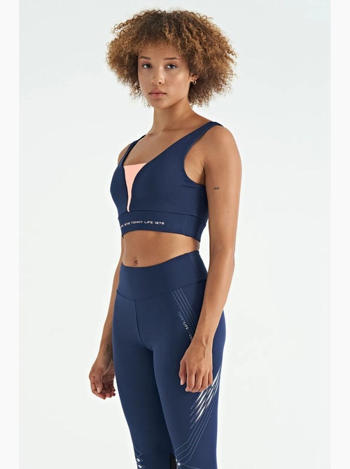 Dames sporttop met kleurvlakken en cropped model tommy - Kiabi