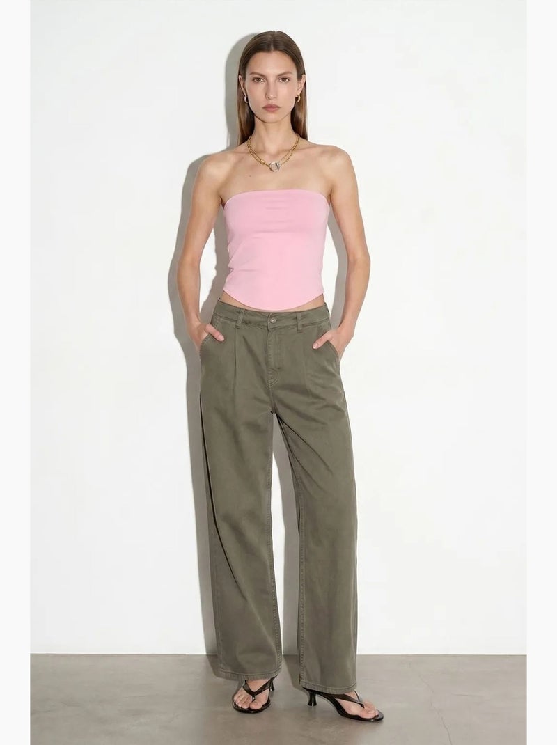 Dames strapless crop bandeautop dilvin Bleekroze - Kiabi