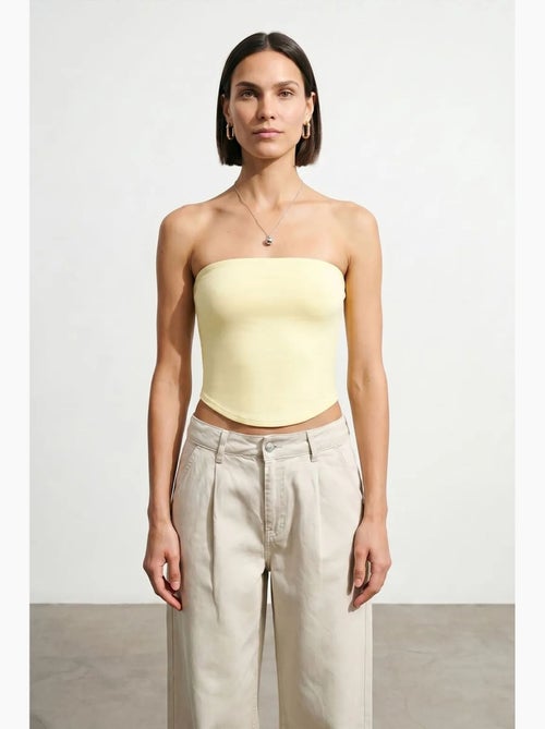 Dames strapless crop bandeautop dilvin - Kiabi Dames strapless crop bandeautop dilvin - Kiabi
