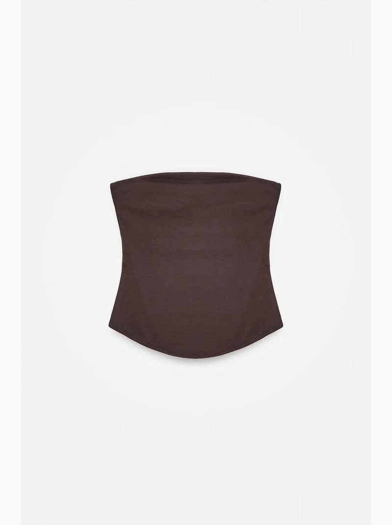 Dames strapless crop bandeautop dilvin Donkerbruin - Kiabi
