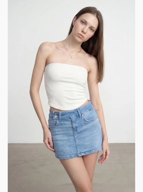 Dames strapless crop bandeautop dilvin - Kiabi Dames strapless crop bandeautop dilvin - Kiabi