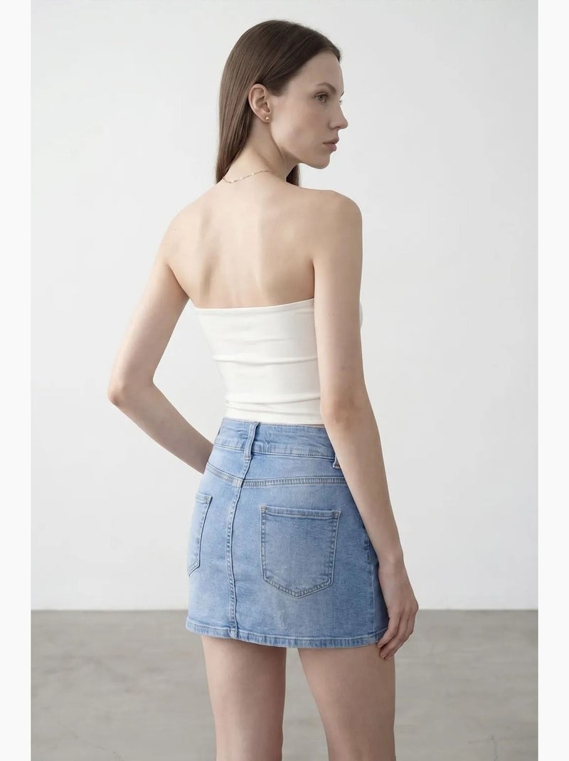Dames strapless crop bandeautop dilvin Ivoor - Kiabi