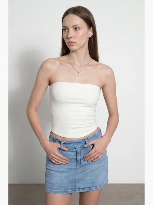 Dames strapless crop bandeautop dilvin - Kiabi Dames strapless crop bandeautop dilvin - Kiabi