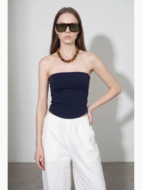 Dames strapless crop bandeautop dilvin - Kiabi Dames strapless crop bandeautop dilvin - Kiabi