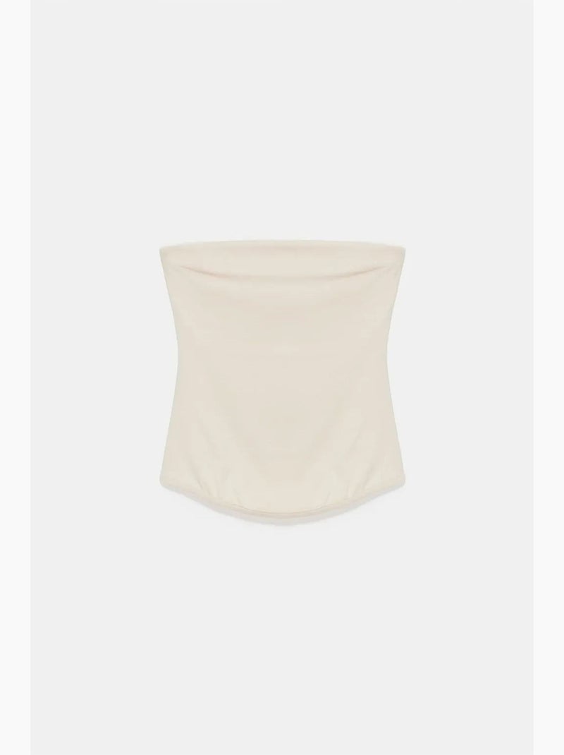 Dames strapless crop bandeautop dilvin Natuurlijk beige - Kiabi