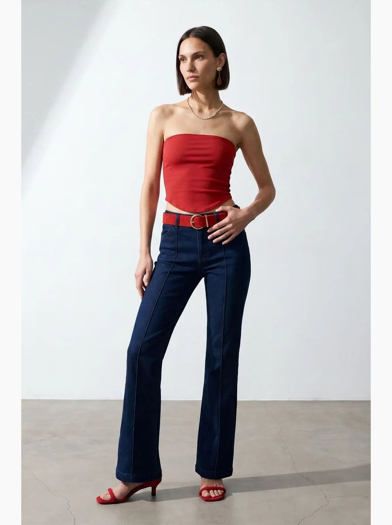 Dames strapless crop bandeautop dilvin Rood - Kiabi